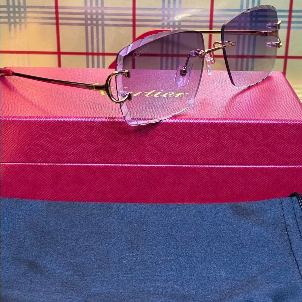 Cartier Big C Rimless Unisex Sunglasses - Picture 1 of 9